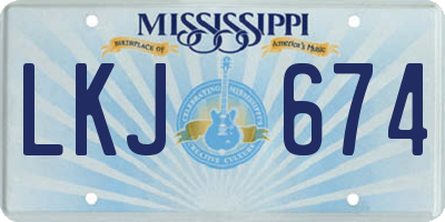 MS license plate LKJ674