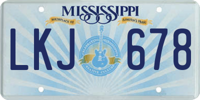 MS license plate LKJ678