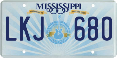 MS license plate LKJ680