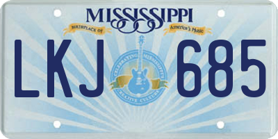 MS license plate LKJ685