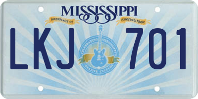 MS license plate LKJ701