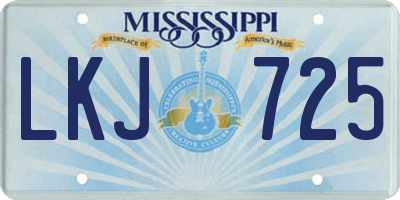 MS license plate LKJ725