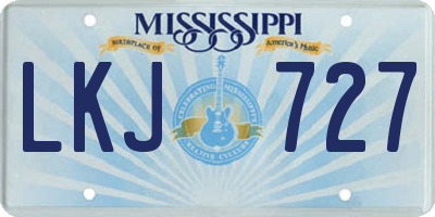 MS license plate LKJ727