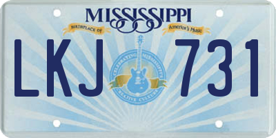 MS license plate LKJ731
