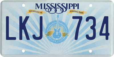 MS license plate LKJ734
