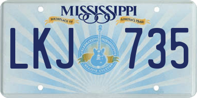 MS license plate LKJ735