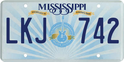 MS license plate LKJ742