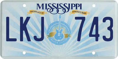 MS license plate LKJ743