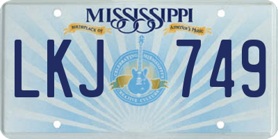 MS license plate LKJ749