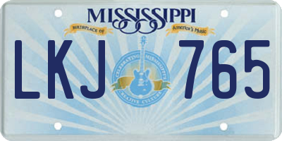 MS license plate LKJ765
