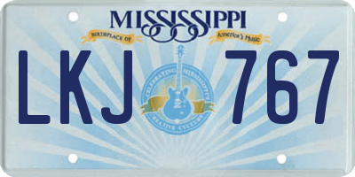 MS license plate LKJ767