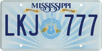 MS license plate LKJ777