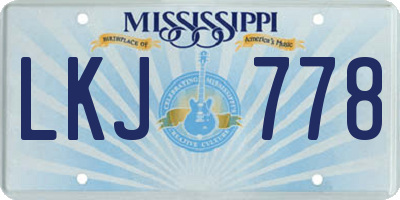 MS license plate LKJ778
