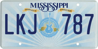 MS license plate LKJ787