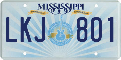 MS license plate LKJ801