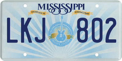 MS license plate LKJ802