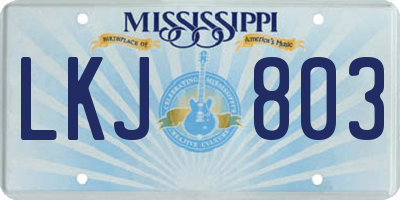 MS license plate LKJ803