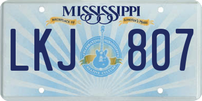 MS license plate LKJ807