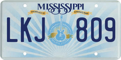 MS license plate LKJ809