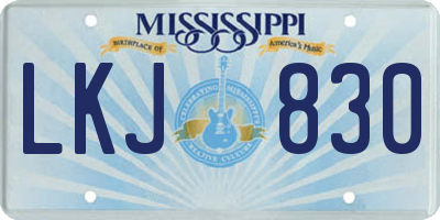 MS license plate LKJ830