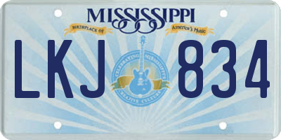 MS license plate LKJ834