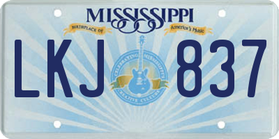 MS license plate LKJ837