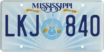 MS license plate LKJ840