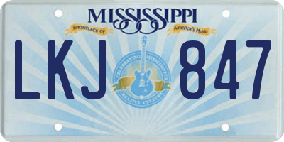 MS license plate LKJ847