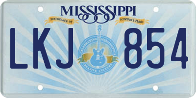MS license plate LKJ854