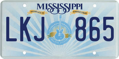 MS license plate LKJ865