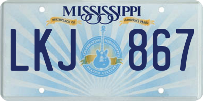 MS license plate LKJ867