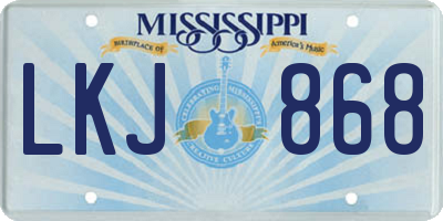 MS license plate LKJ868