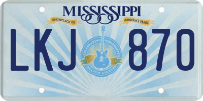 MS license plate LKJ870