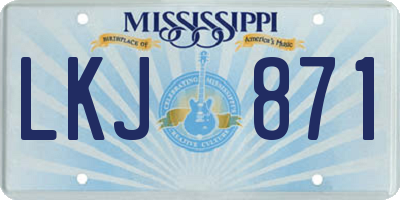 MS license plate LKJ871