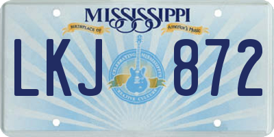 MS license plate LKJ872
