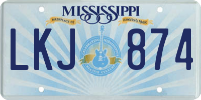 MS license plate LKJ874