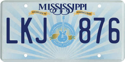 MS license plate LKJ876