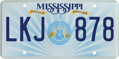 MS license plate LKJ878