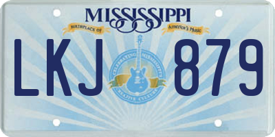 MS license plate LKJ879