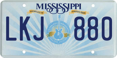 MS license plate LKJ880