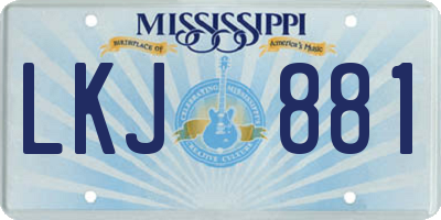 MS license plate LKJ881