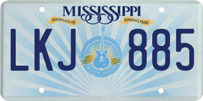 MS license plate LKJ885
