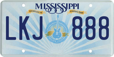 MS license plate LKJ888
