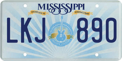 MS license plate LKJ890