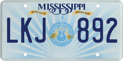 MS license plate LKJ892