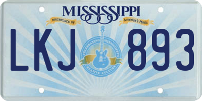 MS license plate LKJ893