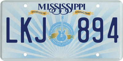 MS license plate LKJ894