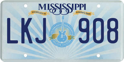 MS license plate LKJ908