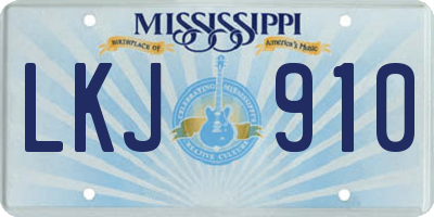 MS license plate LKJ910