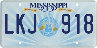MS license plate LKJ918